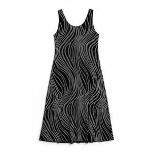 Jostar Black Zebra Print Slinky Tank Maxi Dress Size XL Made in USA Boho Stretch